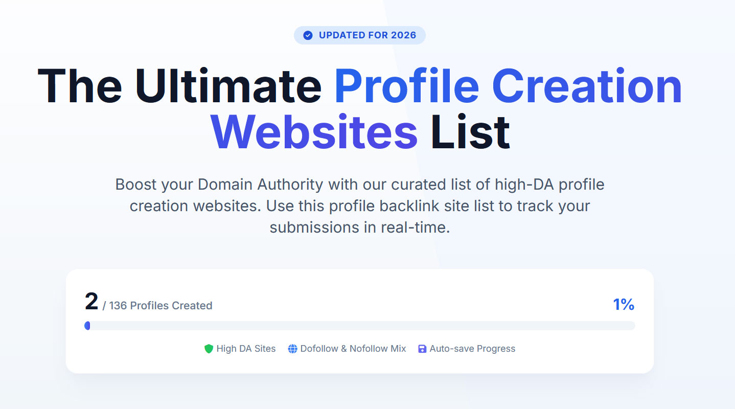 Profile Creation Website - Best profile backlink site list 2026